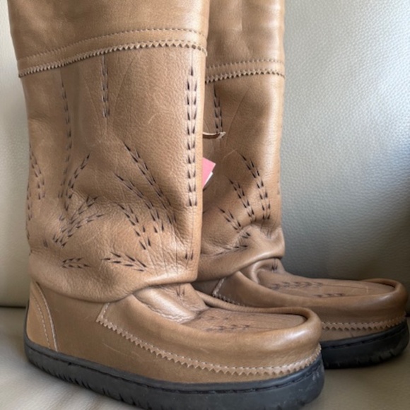 Manitobah Mukluks Gatherer sz L5 vintage full grain leather boots pewter brown - Picture 4 of 16